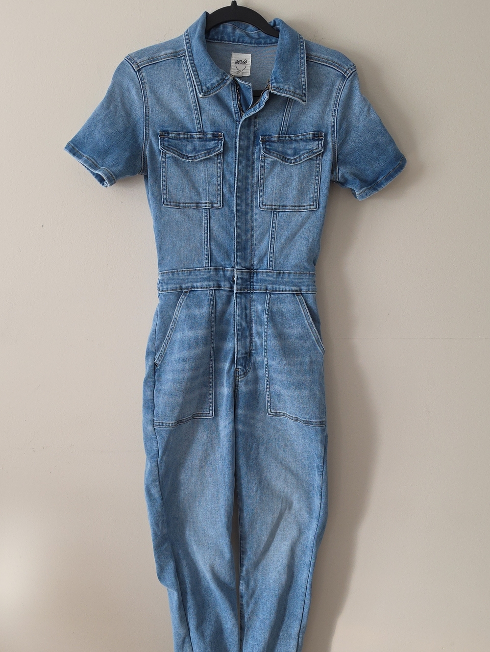 Aerie Light Blue Denim One-Piece Jumpsuit